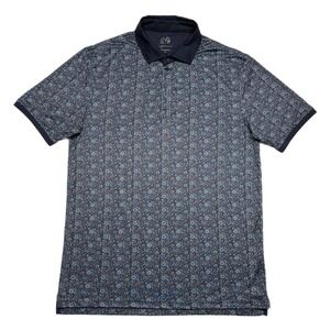 John Lennon Polo Shirt‎ Men Large Blue Performance Stretch Geometric Print